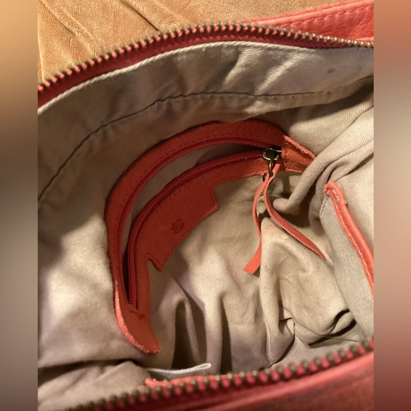 Lucky Brand Rayla Leather Crossbody Shoulder Handbag Boho Tassel Zip Tangerine - Picture 10 of 14